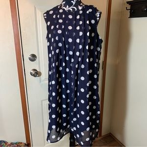 ILE Navy Blue with White Polka Dots Shift Dress Size 12